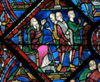 La famine et la rencontre avec ses frères de Joseph. Vitrail de la cathédrale de Chartres