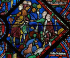 Le voyage de Joseph vers ses frères. Vitrail de la cathédrale de Chartres